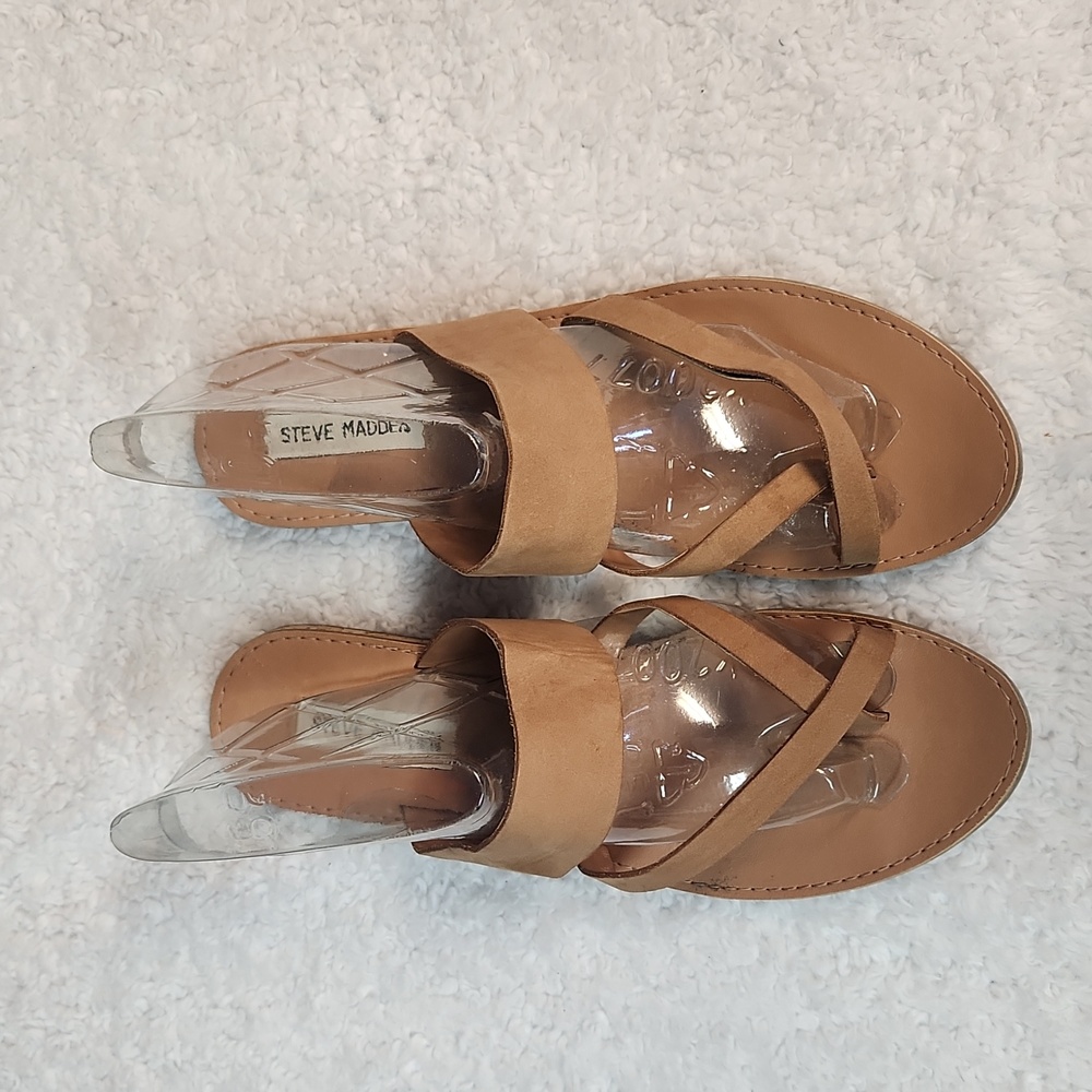 STEVE Madden Size 10 suede/leather beige slide sandles